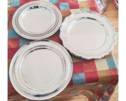 3x Silver Plated Dishes / Trays Antique & Vintage (#100053)