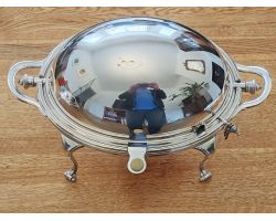 Gleaming Roll Top Breakfast Dish / Tureen - Silver Plated Mappin & Webb (#100058)