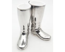 Pair Of Horse Riding Boot Drinks Measures - Silver Plated - Vintage (#100061)