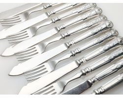 Kings Pattern Set Of Fish Eating Cutlery Silver Plated Sheffield Epns A1 Vintage (#100068)