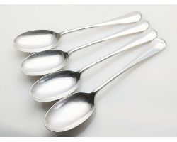 Hanoverian Rattail Pattern Set Of 4 Tablespoons - Silver Plated Epns Sheffield (#100069)