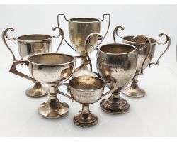 Job Lot Of 6 Small Silver Plated Epns Trophy Cups - Vintage (#100089)