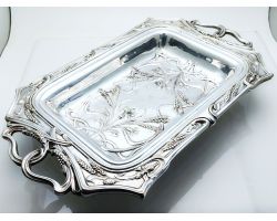 Beautiful Art Nouveau Frenais French Bread Roll Dish - Silver Plated Antique (#100095)