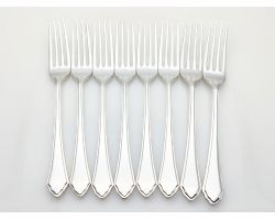 Mappin & Webb Pembury Pattern Set Of 8 Dinner Forks Silver Plated Epns (#100133)