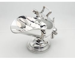Unusual Tilting Coal Scuttle Form Sugar Bowl - Silver Plated - Vintage (#100146)