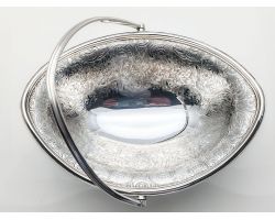 Barker Ellis Swing Handled Chased Bonbon Dish Silver Plated Vintage (#100147)