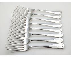 Mappin & Webb Hanoverian Set Of 8 Dinner Forks Epns Silver Plated Vintage (#100156)