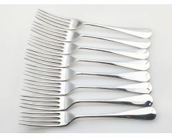 Mappin & Webb Hanoverian Set Of 8 Side Dessert Forks Epns Silver Plated Vintage (#100157)
