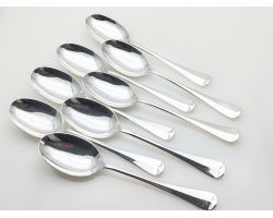 Mappin & Webb Hanoverian Rattail Set 8 Dessert Spoons Epns Silver Plated Vintage (#100158)