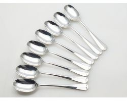 Mappin & Webb Hanoverian Rattail Set Of 8 Tea Spoons Epns Silver Plated Vintage (#100160)