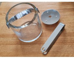 Vintage Orrefors Erik Heavy Glass Ice Bucket & Tongs - Olle Alberius (#100169)