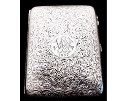 Antique 105g Sterling Silver Cigarette Case Birmingham 1896 (#100199)