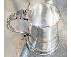 Old Sheffield Plate - Oversized Beer Mug Ex Tankard - Antique Silver Plated (#100206)