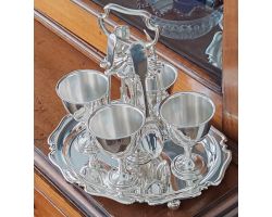 Silver Plated Egg Cup Cruet Set With Spoons - Atkin Bros Sheffield Antique (#100211)