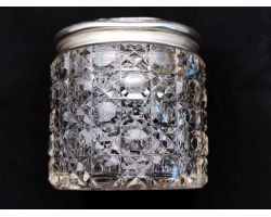 Hobnail Cut Glass Sterling Silver Hair Tidy Jar Birmingham 1912 Antique (#100214)