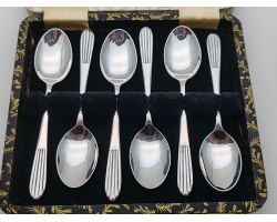Vintage Mcm Cased Silver Plated Coffee Spoons Epns A1 (#100217)