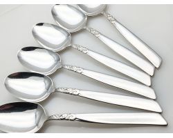 Community South Seas 6x Dessert Spoons - Silver Plated -- Vintage (#100229)