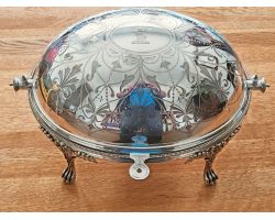 Beautiful Elkington Roll-top Breakfast Dish - Crested - Silver Plated 1876 (#100240)