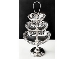 Lovely 3 Tier Bon-bon Dish - Silver Plated - Antique (#100242)