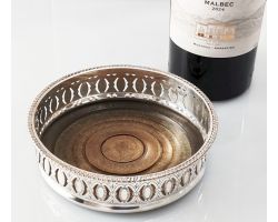 Silver Plated & Bakelite Wine Bottle Coaster - Vintage (#100252)