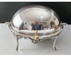 Roll-top Breakfast Dish - Crested - Silver Plated - Antique (#100253)
