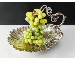 Large Antique Silver Plated Grape Stand Dish Victorian 1888 Design (#100254)
