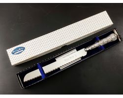 Queens Pattern - Sterling Silver Handled Bread Knife - Boxed - Sheffield 1971 (#100258)