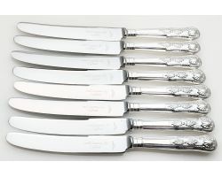Kings Pattern - Set Of 8 Dinner Knives Silver Plated Handles Cutlery (#100267)