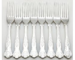 Kings Pattern - 8x Dessert Forks Silver Plated Epns A1 Vintage (#100269)