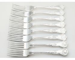Kings Pattern - 8x Dinner Forks Silver Plated Epns A1 Vintage (#100270)