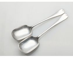 Hanoverian Rattail Pair Of Sugar Spoons - Silver Plated Epns Hutton Antique (#100288)