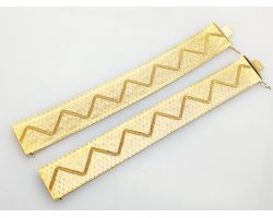 18ct Gold Plated Pair Of Fine Mesh Bracelets Ceazaro Vintage Italian Italy 18k (#100302)