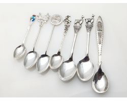 Small Job Lot Of 925 830 Solid Silver Etc Souvenir Spoons (#100334)