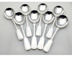 Fiddle Thread Shell Pattern 8x Soup Spoons Epns Silver Plated Arthur Price (#100345)