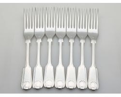 Fiddle Thread Shell Pattern 7 Side Dessert Forks Epns Silver Plated Arthur Price (#100349)