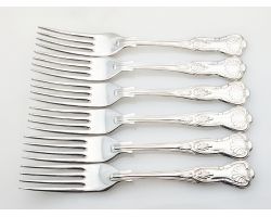 Kings Pattern - 6x Side Dessert Forks Epns A1 Sheffield Silver Plated Vintage (#100350)