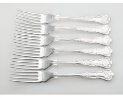 Kings Pattern - 6x Fish Forks Epns A1 Sheffield Silver Plated Vintage (#100351)