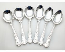 Kings Pattern 3 Dessert & 3 Soup Spoons Epns A1 Sheffield Silver Plated Vintage (#100352)