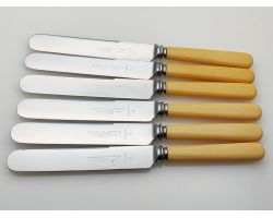 6x Palette Shaped Dessert Knives Steel Gladwin Sheffield Vintage #1 (#100369)