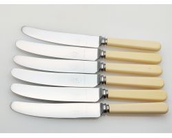 6x Steel Side/dessert Knives Faux Bone Handle Unity Sheffield Vintage (#100372)