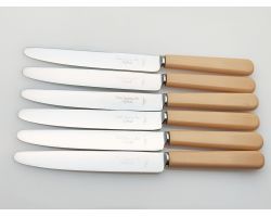 6x Steel Dessert Knives Faux Bone Handled Smith Seymore Sheffield Vintage (#100375)