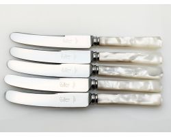 5x Steel Faux Mother Of Pearl Handle Tea Knives G. Fyne Sheffield Vintage (#100377)