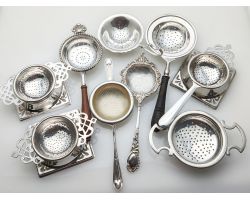 Job Lot Of 9x Silver Plated Tea Strainers - Roberts & Belk Etc - Vintage (#100420)