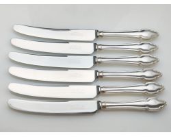 Chippendale Pattern Set Of 6 Dinner Knives Cooper Bros Silver Plated Handles (#100441)