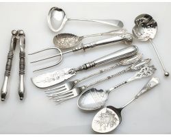 Assorted Silver Plated Victorian & Later Cutlery Flatware Pieces Ornate Etc (#100444)