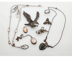 Job Lot Of Sterling Etc Silver Jewellery Jewelry Antique & Vintage 79g (#100450)