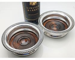 Good Pair Barker Ellis Wine Bottle Coasters -silver Plated - Vintage (#100455)