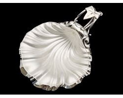 Lovely Wmf Silver Plated & Glass Shell Shape Butter Dish Antique (#100469)