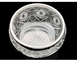 Antique Cut Glass & Sterling Silver Fruit / Salad Bowl London 1922 (#100470)