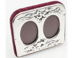 Small Sterling Silver Double Photo Frame Easel Backed Birmingham 1985 (#100472)